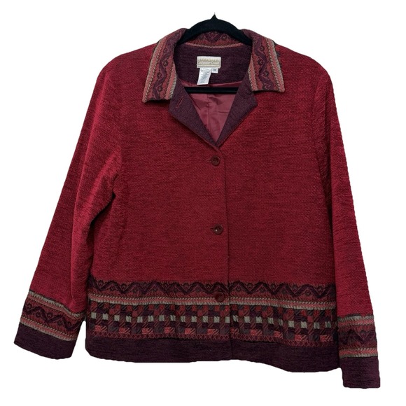 Vintage 90s Coldwater Creek Medium Southwestern Red Boho Jacket Western Heritage - Picture 9 of 13